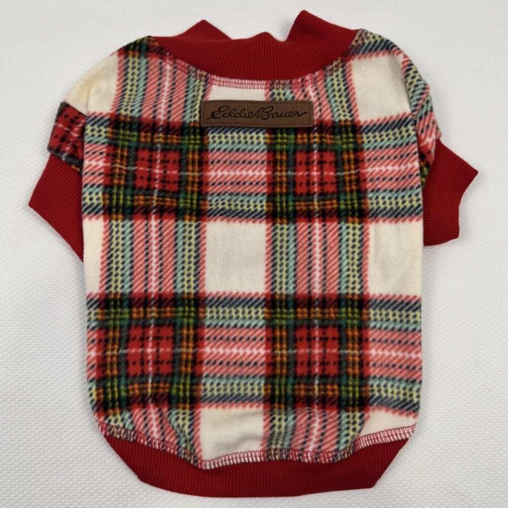 Eddie Bauer Red Plaid Pet Bodysuit Size Small Flannel Family Dog Pajamas NEW - Picture 3 of 13